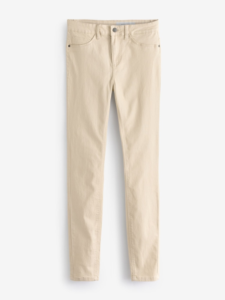 NOISY MAY Cream High Waist Skinny Stretch Jeans - Image 1 of 2