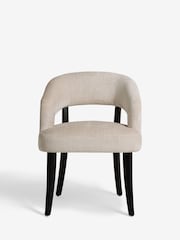 Set of 2 Plush Chenille Oyster Remi Black Leg Dining Chairs - Image 4 of 10