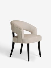 Set of 2 Plush Chenille Oyster Remi Black Leg Dining Chairs - Image 5 of 10
