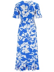 Pour Moi Blue Print Megan Stretch Jersey Wrap Midi Dress - Image 4 of 4