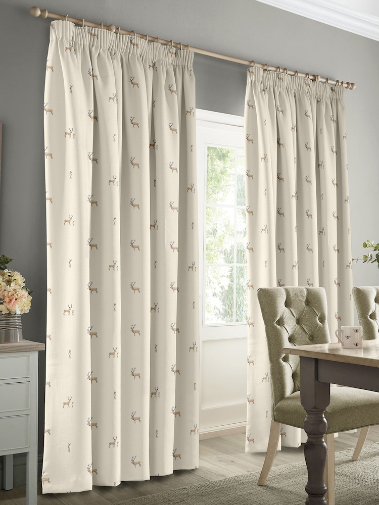 Sophie Allport Natural Stags Made to Measure 100% Cotton Curtains - Image 2 of 9