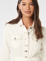 Forever New Black Floral 100% Cotton Taylor Denim Shirt Dress - Image 4 of 6