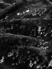 Black Round Neck Lace Long Sleeve Blouse - Image 8 of 8