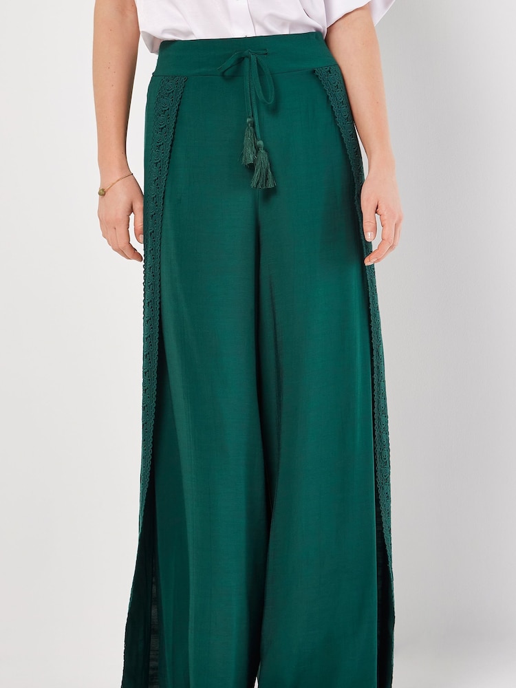 Apricot Green Lace Detail Front Split Wrap Trousers - Image 2 of 4