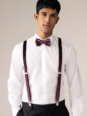 Burgundy Red Velvet Bow Tie and Braces - Image 1 of 6