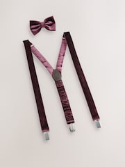 Burgundy Red Velvet Bow Tie and Braces - Image 3 of 6