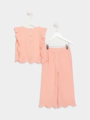 River Island Pink Girls Linen Shell Top and Trouser Set - Image 1 of 4