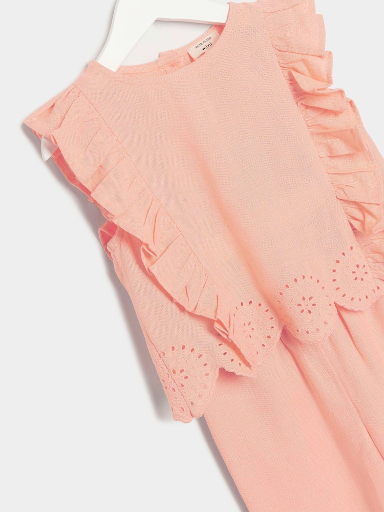 River Island Pink Girls Linen Shell Top and Trouser Set - Image 2 of 4