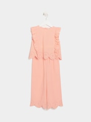 River Island Pink Girls Linen Shell Top and Trouser Set - Image 4 of 4
