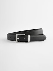 Black Textured Metal Keeper Leather Belt - Image 2 of 4