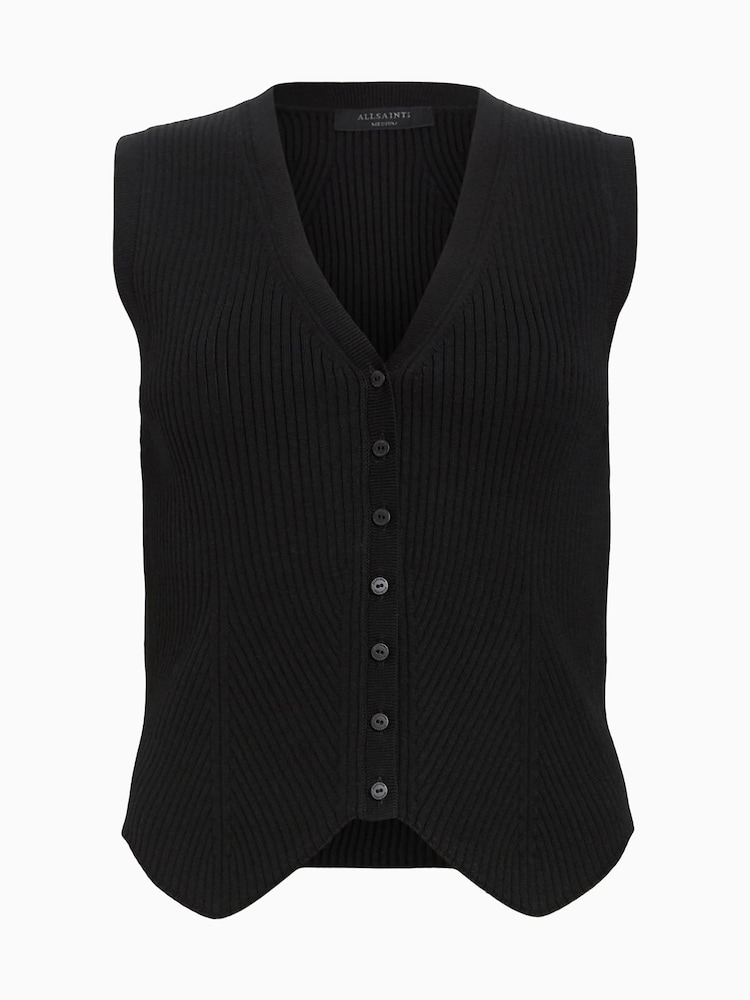 AllSaints Black Cruz Waistcoat - Image 6 of 6