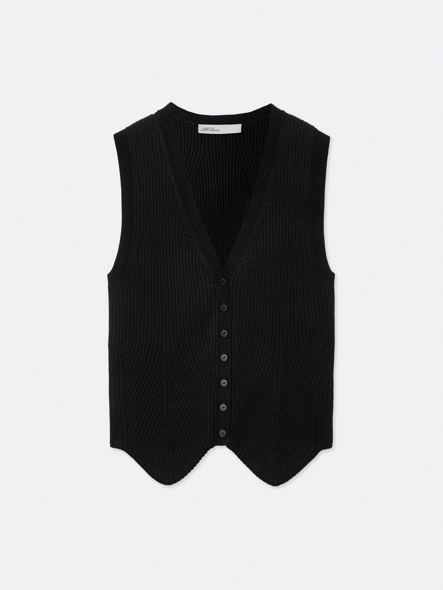 Buy Black - AllSaints Cruz Ribbed Knitted Waistcoat from Next Germany