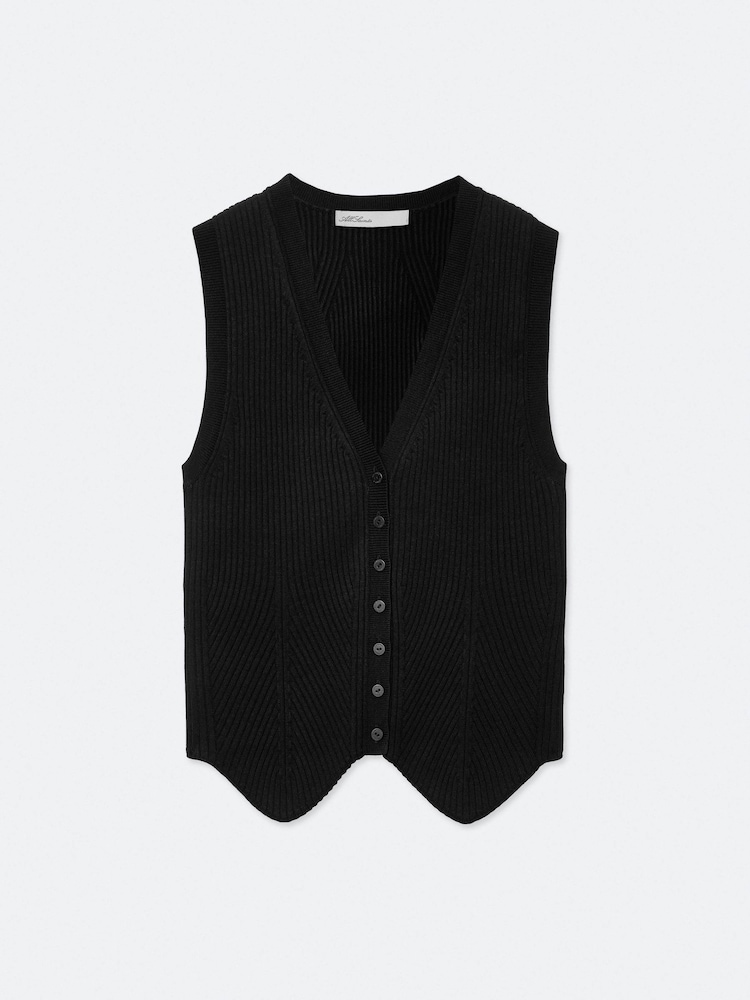Sort - AllSaints Cruz Ribbet Strikket Vest - Billede 8 af 8 Sort - AllSaints Cruz Ribbet Strikket Vest - Billede 8 af 8