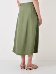 Crew Clothing Green 100% Linen Button Through Skirt - Image 2 of 5