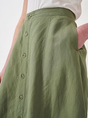 Crew Clothing Green 100% Linen Button Through Skirt - Image 4 of 5