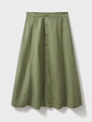 Crew Clothing Green 100% Linen Button Through Skirt - Image 5 of 5