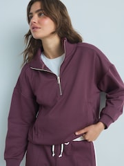 Burgundy Red Modal Blend Half Zip Top - Image 1 of 8