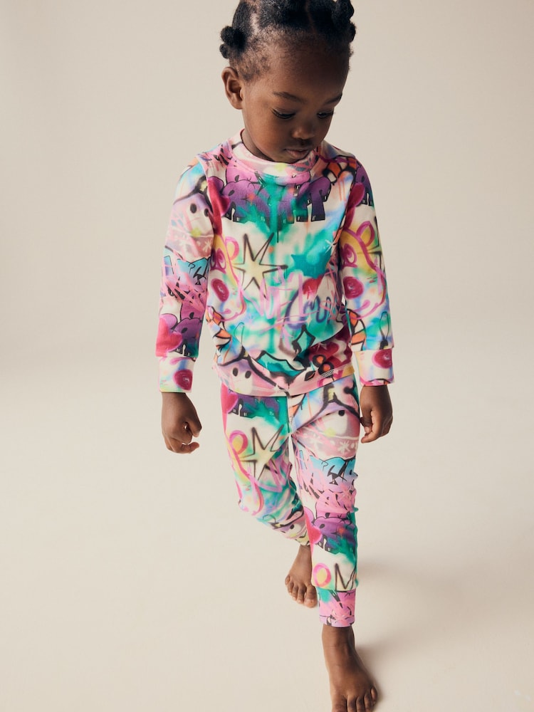 Multi Graffiti 100% Cotton Christmas Pyjamas (9mths-16yrs) - Image 2 of 9