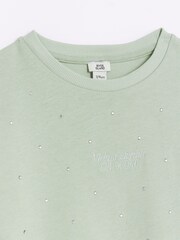 River Island Green Girls 100% Cotton T-Shirt and Skirt Set - Image 4 of 4