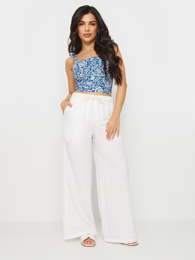 PixieGirl Petite White Wide Leg Trousers - Image 1 of 5