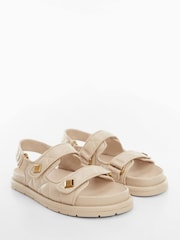 Mango Cream Platform Quilted Sandals - Image 2 of 3