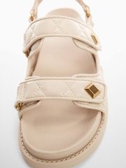 Mango Cream Platform Quilted Sandals - Image 3 of 3