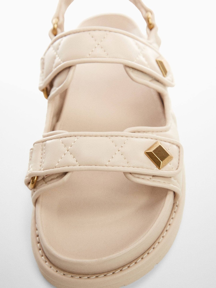 Mango Cream Platform Quilted Sandals - Image 3 of 3 Mango Cream Platform Quilted Sandals - Image 3 of 3