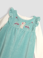 JoJo Maman Bébé Mouse Appliqué Velour Dungarees and Top Set - Imagen 6 de 7