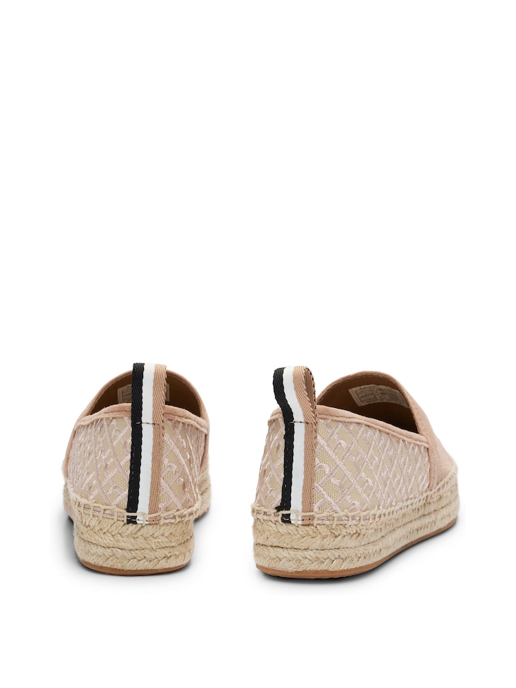 BOSS Brown Suede Slip-On Espadrilles With Embroidered Monograms - Image 3 of 4