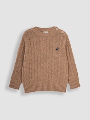 JoJo Maman Bébé Mocha Brown Cable Jumper - Image 1 of 3