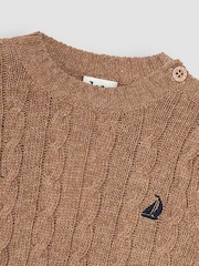 JoJo Maman Bébé Mocha Brown Cable Jumper - Image 3 of 3