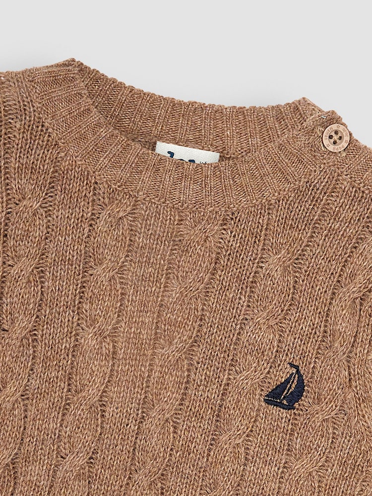 JoJo Maman Bébé Mocha Brown Cable Jumper - Image 3 of 3