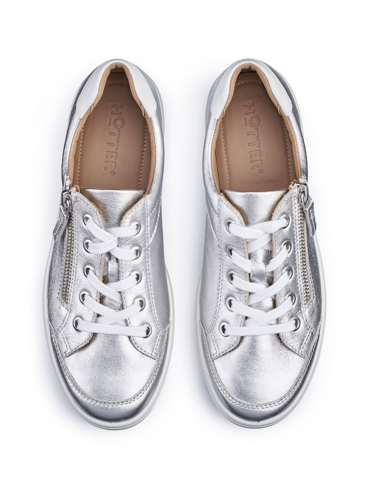 Hotter Silver Standard Fit Chase II Lace up / Zip Trainers - Image 4 of 4