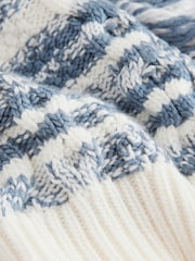 Blue White Statement Fringe Stripe Knitted Jumper - Image 5 of 5