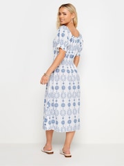 PixieGirl Petite White 100% Cotton Embellished Tie Front Midi Dress - Image 4 of 7