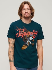 Superdry Green 100% Cotton Tattoo Script T-Shirt - Image 1 of 3