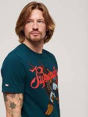 Superdry Green 100% Cotton Tattoo Script T-Shirt - Image 2 of 3