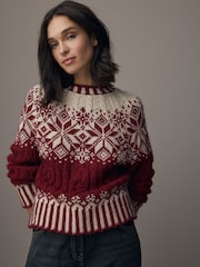 Red Fairisle Pattern Knitted Christmas Jumper - Image 1 of 8