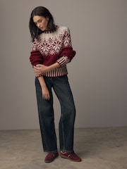 Red Fairisle Pattern Knitted Christmas Jumper - Image 2 of 8