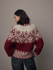 Red Fairisle Pattern Knitted Christmas Jumper - Image 4 of 8