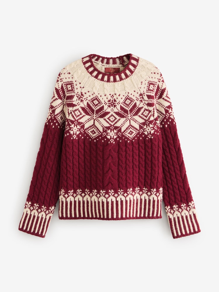 Buy Red Fairisle Pattern Knitted Christmas Jumper from the Next UK - Main Image