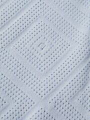 Reiss Soft Blue Lupton Cotton Textured Press-Stud Polo Shirt - Image 5 of 5
