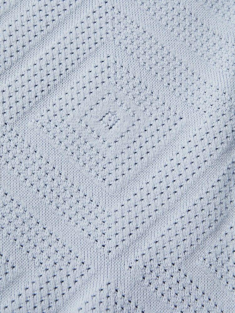 Reiss Soft Blue Lupton Cotton Textured Press-Stud Polo Shirt - Image 5 of 5