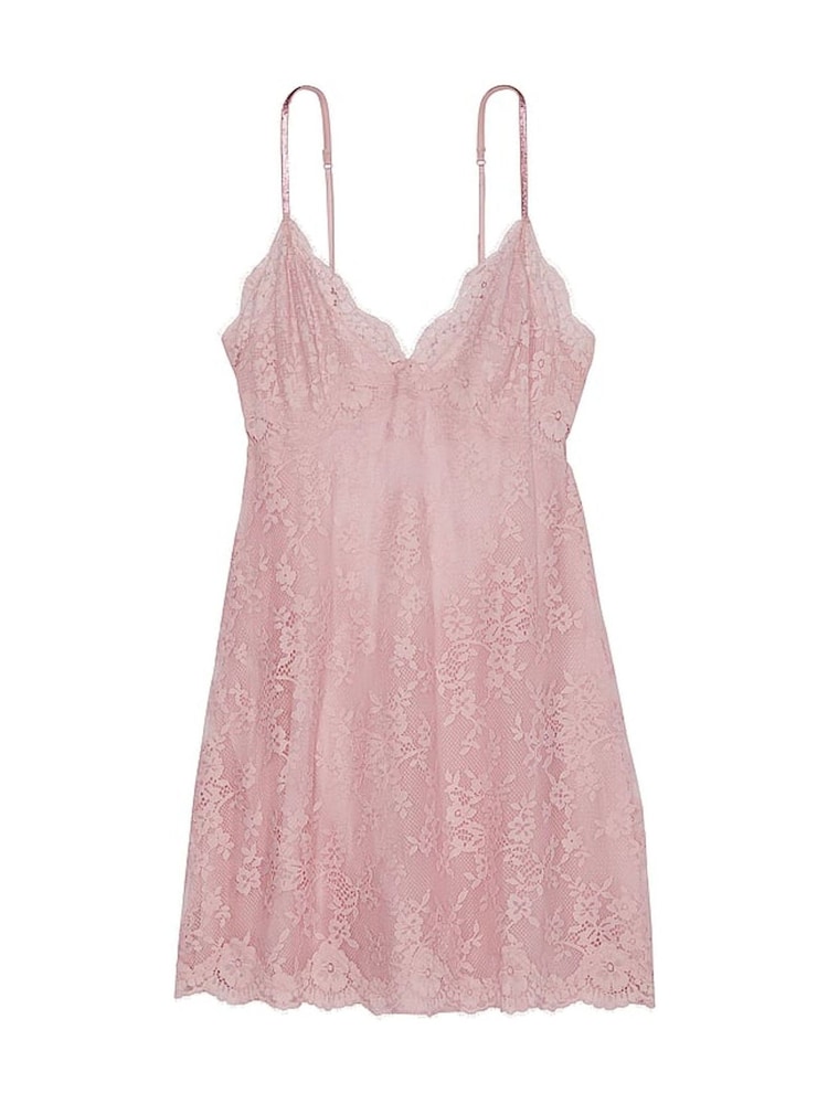 Victoria's Secret Chalk Rose Pink Twinkle Shine Strap Lace Slip Dress - Image 3 of 3 Victoria's Secret Chalk Rose Pink Twinkle Shine Strap Lace Slip Dress - Image 3 of 3
