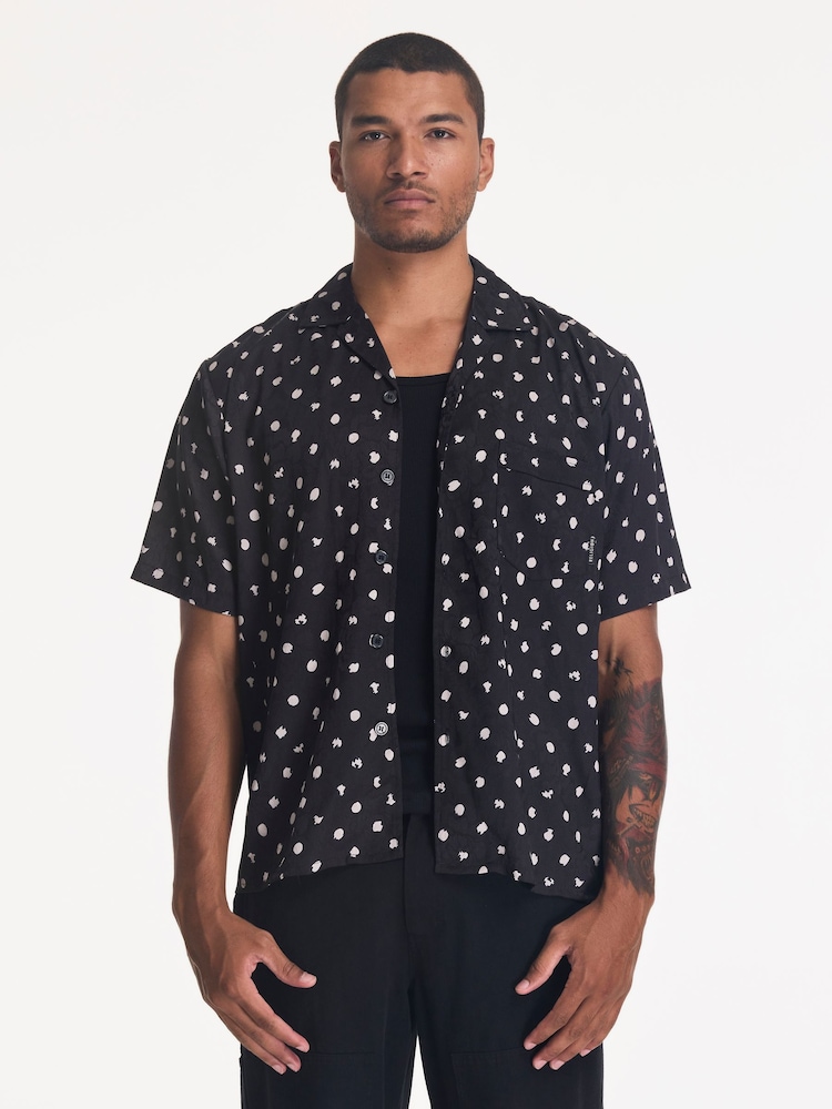 Religion White Flower Polka Short Sleeve Shirt - Image 1 of 4
