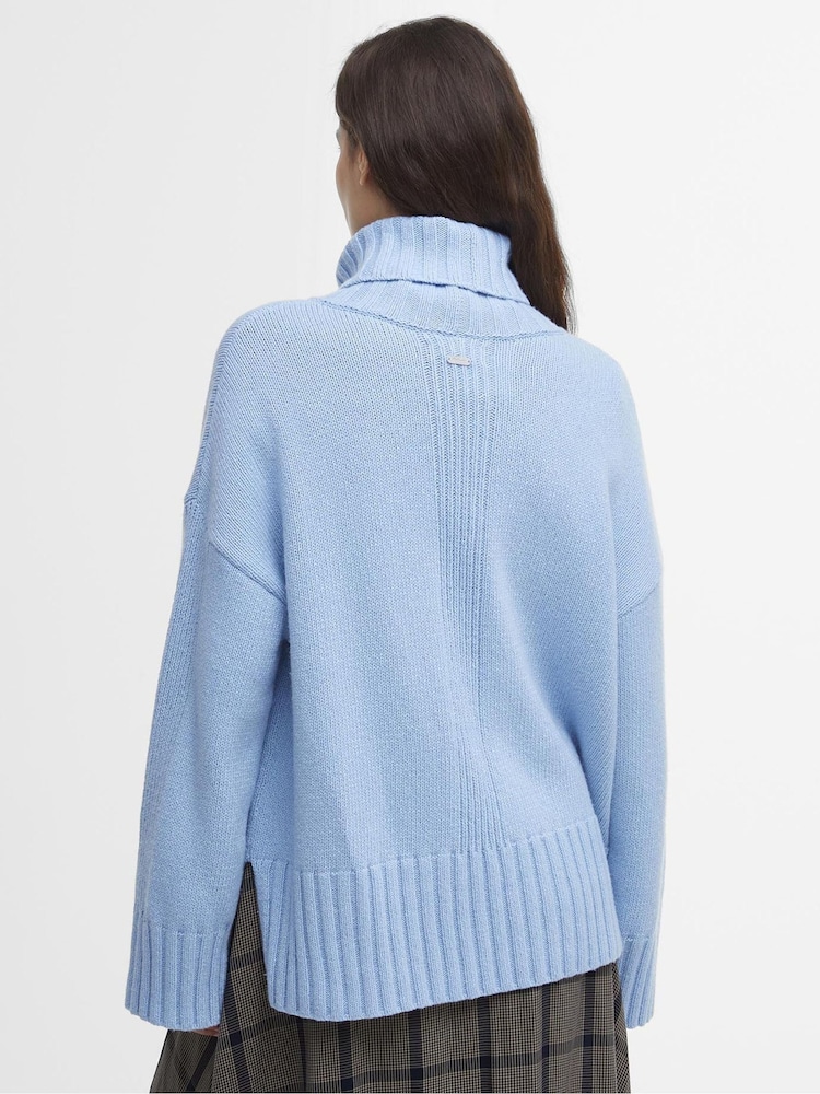 Barbour® Blue Josephine Roll Neck Knitted Jumper - Image 2 of 7