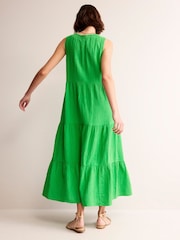 Boden Green 100% Cotton Double Cloth Maxi Tiered Dress - Image 3 of 5