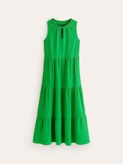 Boden Green 100% Cotton Double Cloth Maxi Tiered Dress - Image 5 of 5