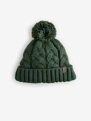 Khaki Green Cable Knit Pom Hat (1-16yrs) - Image 1 of 2