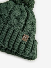 Khaki Green Cable Knit Pom Hat (1-16yrs) - Image 2 of 2